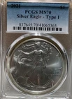 2021 American Silver Eagle - NGC MS 70,   Type 1