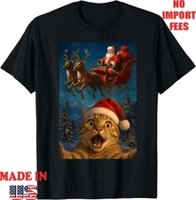 Cat Selfie Santa Claus Christmas Xmas T-Shirt, Adult Kid T-Shirt