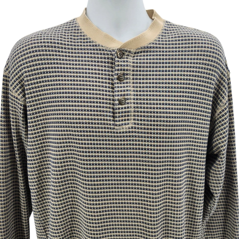 Vintage The Territory Ahead Mens XL Henley Shirt Knit Sweater Retro Pattern Tan - Image 2 of 4