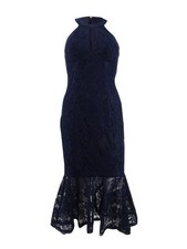 X By Xscape Women's Lace Keyhole Halter Dress (4, Navy) 808593286098