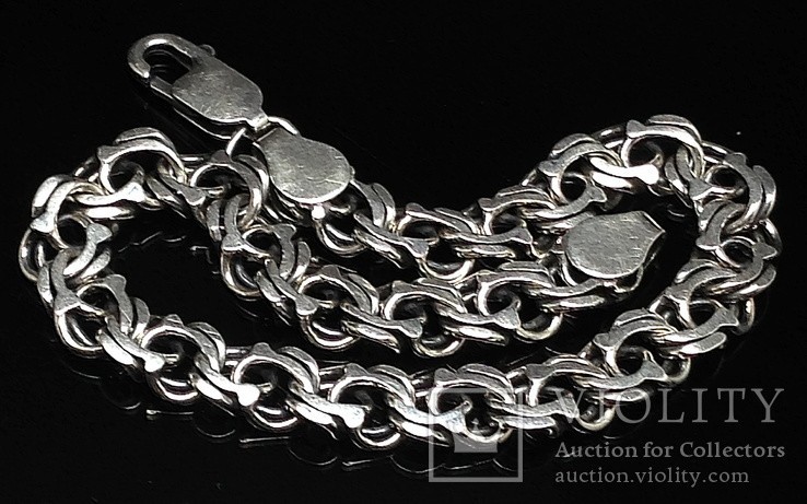 Solid 925 Sterling Silver Cuban Link Bracelet 7mm… - image 1