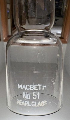 Antique Etched MACBETH #51 Pearl Glass Kosmos Solar Kerosene Oil Lamp Chimney