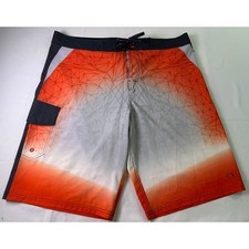 Ocean Pacific OPflex Board Shorts Size 36 Orange Geometric 4-Way Stretch Swim