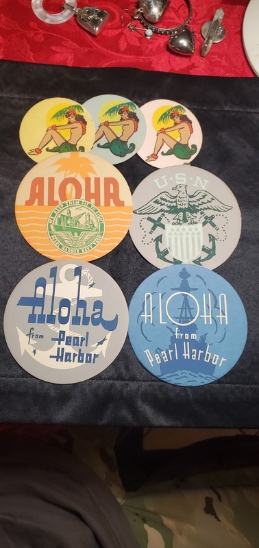 Collection Of US Navy Paper Coasters Pearl Harbour WW2 Or Post War