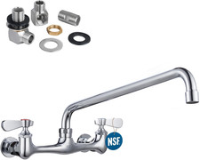 8 Inch Center Wall Mount 3 Compartment Sink Faucet, Commercial Kitchen Faucet wi