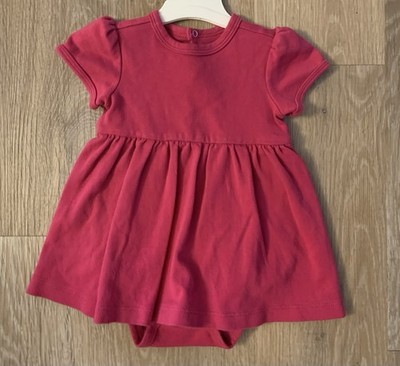 Primary Baby Girl's Size 6-12 Months Dark Pink 100% Cotton Romper