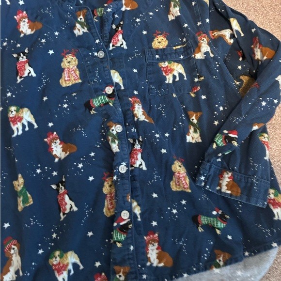 The Company Store Navy Blue Cats Dogs Christmas Print Flannel Pajama Set XXL