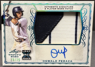 2020 Trinity Oswald Peraza 23/75 NM+ Yankees Logo Jrsy Patch Auto Green XRC cc30