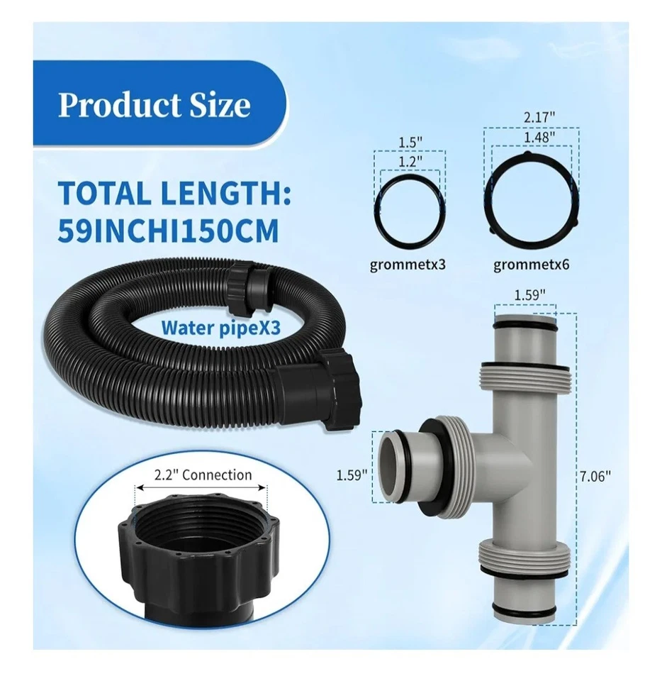 AOIT 1.5" to 1.5" T Joint 29060E Pool Pump Hoses Compatible with In Tex Cole Man - Image 3 of 4