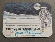 Rare Pan Am "First Moon Flights" Club Card - AUTHENTIC not a reprint UNISSUED