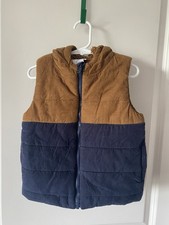 Tommy Bahama Hooded Corduroy Puffer Vest Brown Navy 3T Boys Fall/Winter
