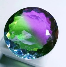 Natural Large Size Tourmaline Bi-Color Round Cut Certified 90.76 Ct Gemstone