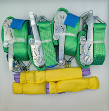 4x Green 5t Soft Link Car Trailer Transporter Tie Down Heavy Duty Ratchet Straps