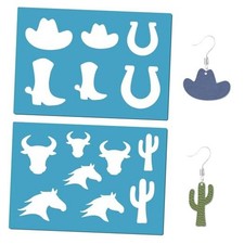 5x3.5inch 2 Styles Stencil Reusable Boots Hat Horse Pattern Western Cowboy