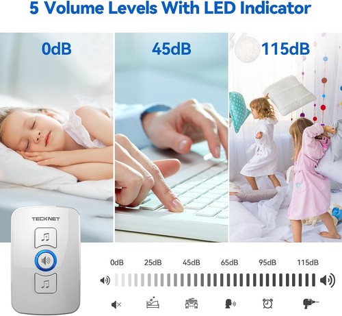 Wireless Doorbell, IP65 Waterproof Wall Plug-in Door Bells Wireless Cordless Ch - Picture 5 of 7