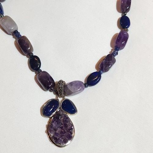 NWT Barse 925 Sterling Silver Amethyst Stone Beaded Pendant Necklace 18"