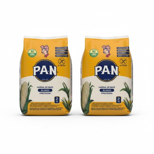 Harina de Maíz Blanco Precocida P,A,N, 100% Puro Maíz Natural, Sin Gluten, Pack