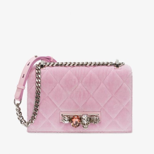 Alexander McQueen Pink Velvet Shoulder Bag Luxury Designer Crossbody Handbag