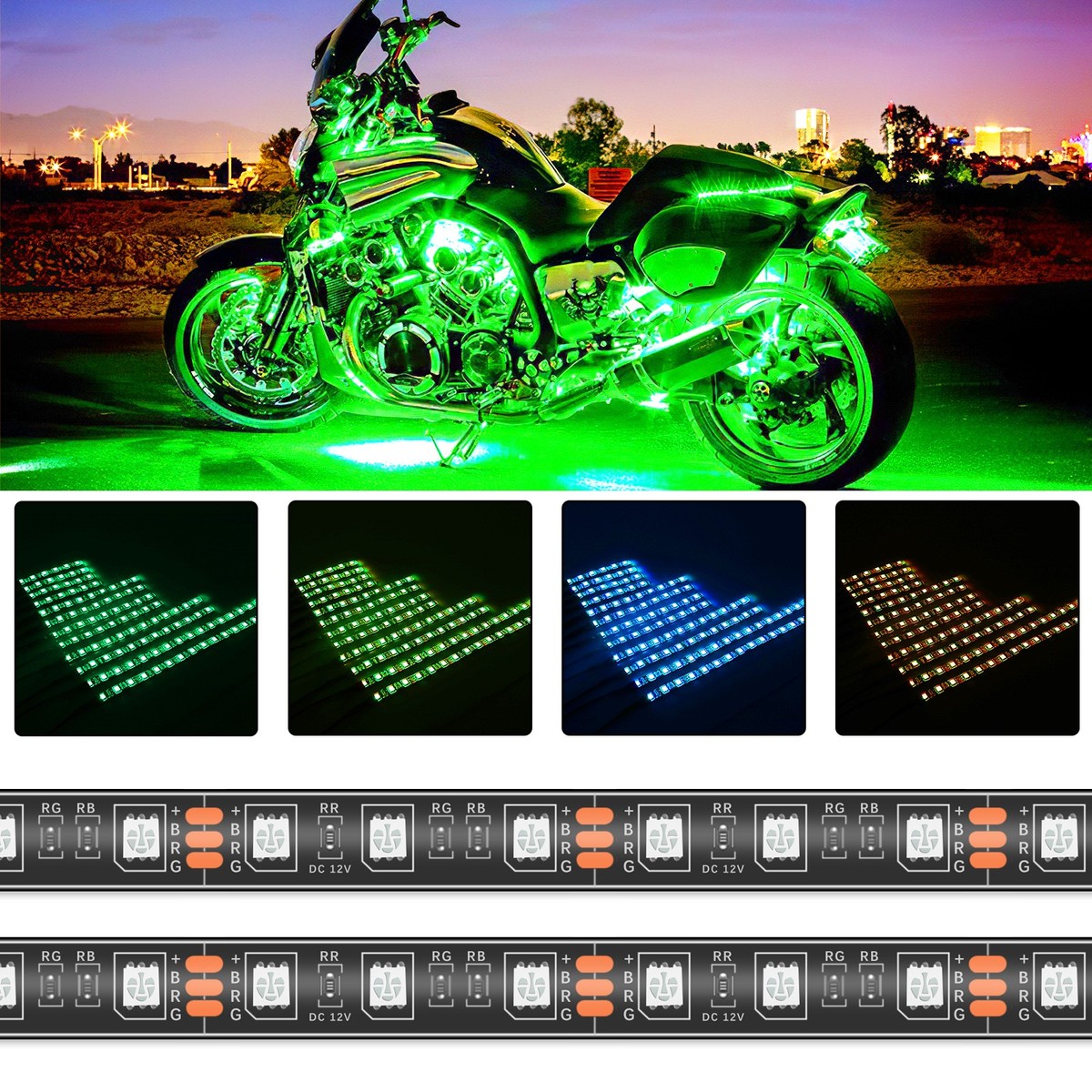 For Yamaha MT07 MT09 YZF R1 R6 FZ6 Motorcycle 12pcs RGB LED For Yamaha MT07 MT09 YZF R1 R6 FZ6 Motorcycle 12pcs RGB LED
