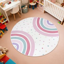 STARUIA 5 Ft Pink Round Rug for Girls Kids Nursery