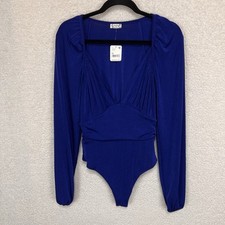 New Free People Intimately In Your Arms Bodysuit Women s M Electric Indigo Blue