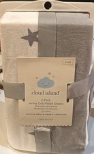 Fitted Jersey Sheet Crib Set Cloud Island 2 Pack Dark Gray  White Stars