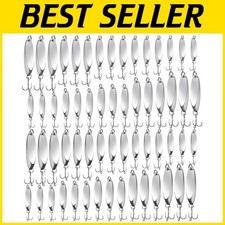 Hard Metal Fishing Spoons Treble Hooks Salmon Bass