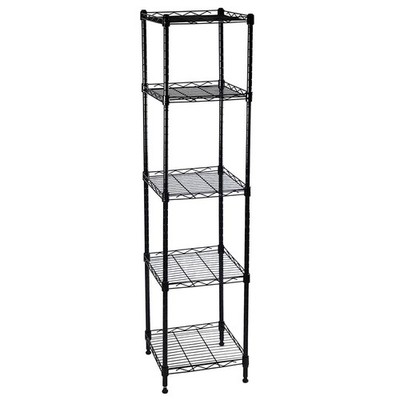 5-Wire Shelving Adjustable Shelves Standing Storage Glossy Black 11.8x11.8x50.5