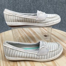 Keds Shoes Womens 7 Boat Gray White Slip On Striped Round Toe Casual Comfort