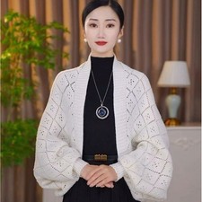 Fashion Hollow Out Knitted Shawl Coat, Women's Hollow Out Knitted Shawl Cardigan