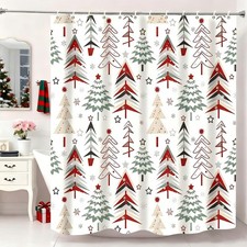 YOETTE Christmas Shower Curtain 72"W x 72"L Pack of 1 , White christmas Tree
