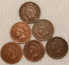 6 DIFFERENT Indian Head Cent Penny Lot Coins- 3 Will Be From The 1800s - #432