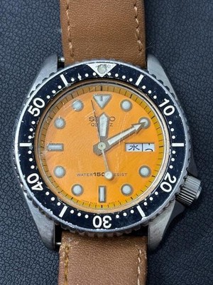 Seiko Diver Quartz Orange Dial 6458 600A 38mm Case 1981 Japan Junk Non  Working