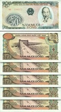 Vietnam 50 Dong 1985, UNC, 5 Pcs LOT, Consecutive, P-97