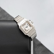 Cartier Santos Galbee Steel Automatic Watch 2423 24mm White Dial