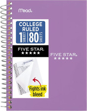 Spiral Notebook, 1 Subject, College Ruled Paper, 4-3/8" x 7", Small Size, 80 ...