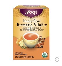 Yogi Honey Chai Turmeric Vitality USDA Organic Caffeine Free Herbal Tea Bags 16