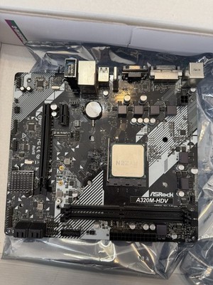 ASRock A320M-HDV MicroATX AM4 w/ Ryzen 5 1600 3.2GHz and x2 SATA Cables
