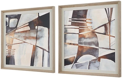 Uttermost 32390 Vetrina 35" x 35" Framed Abstract Painting - Set - MultiColor - Picture 1 of 5