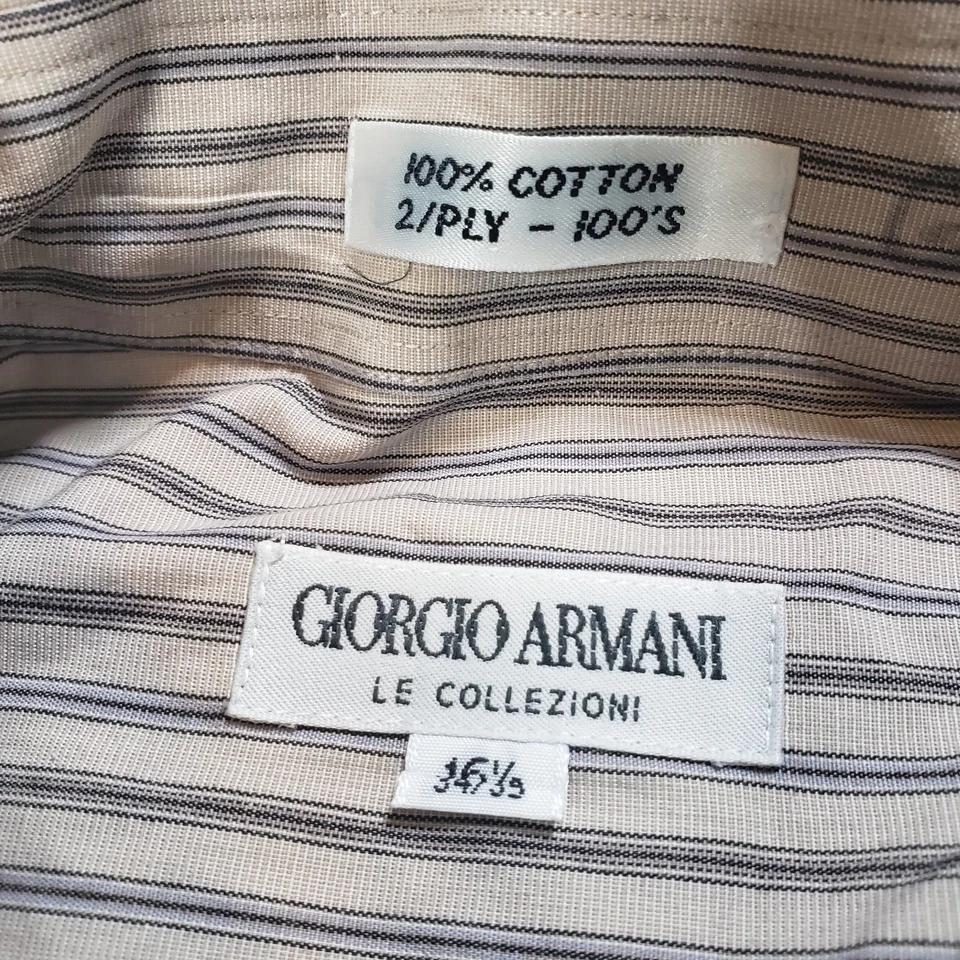 Camisa de hombre GIORGIO ARMANI Le Collezioni oculta a presión SUPER 100 algodón 16,5 34/35 Foto 4 de 4
