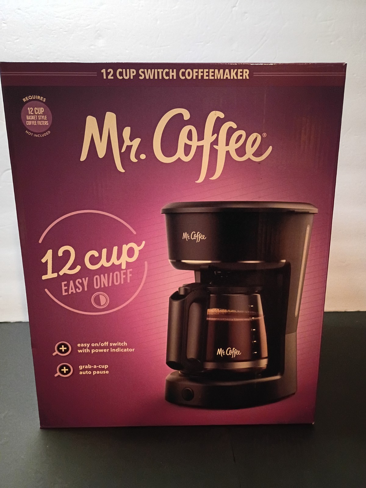 Mr. Coffee 12 Cup Switch Coffee Maker - Black Easy On/off Electric Drip