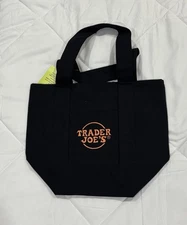 NEW TRADER JOE'S HALLOWEEN MINI CANVAS TOTE BAG - Black- limited edition
