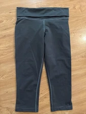 Nike Dri Fit Capri Leggings, Knit, Folded High Waist, Women’s M, Striped, Stretc