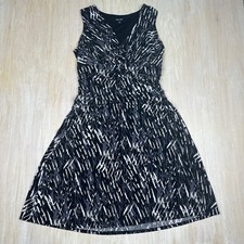 Nine West Abstract Monochrome V-Neck Sleeveless Stretch Classic Casual Dress 12