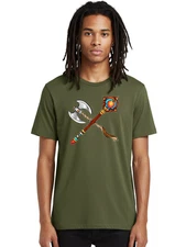 Crossed-Battle-Axe-And-Mace Mens Graphic Tee, 100% Cotton, Casual Summer Wear