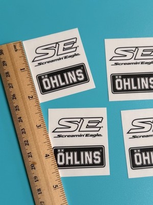 x4 Ohlins Stickers - Black White - Screamin Eagle 2 x 2.25 Harley Davidson