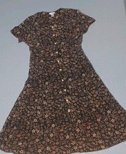 VTG Talbots 100% Pure Silk Button Up Maxi Dress Womens 12 Ditsy floral Old Money