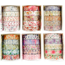 Flowers Washi Tape Set 30 Rolls Floral Patterns Decorative Skinny Slim Masking T