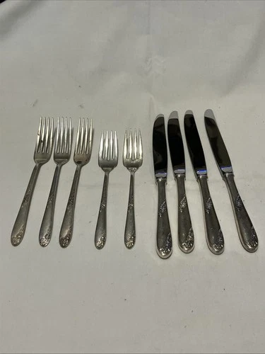 Lunt Sterling Silver Forks And Knives Sweetheart Rose Pattern