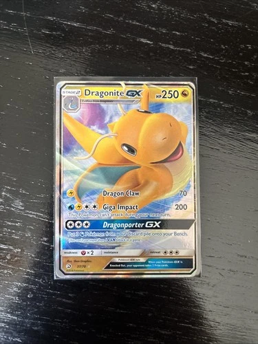 Pokémon TCG Dragonite GX Ultra Rare Card Dragon Majesty Series 37/70